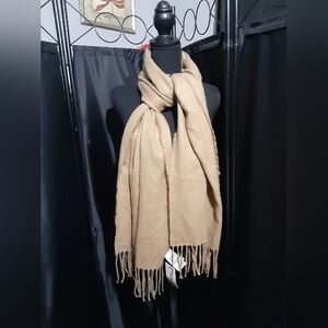 H&M NWT Tan Scarf with Fringe Cozy Warmth Acrylic